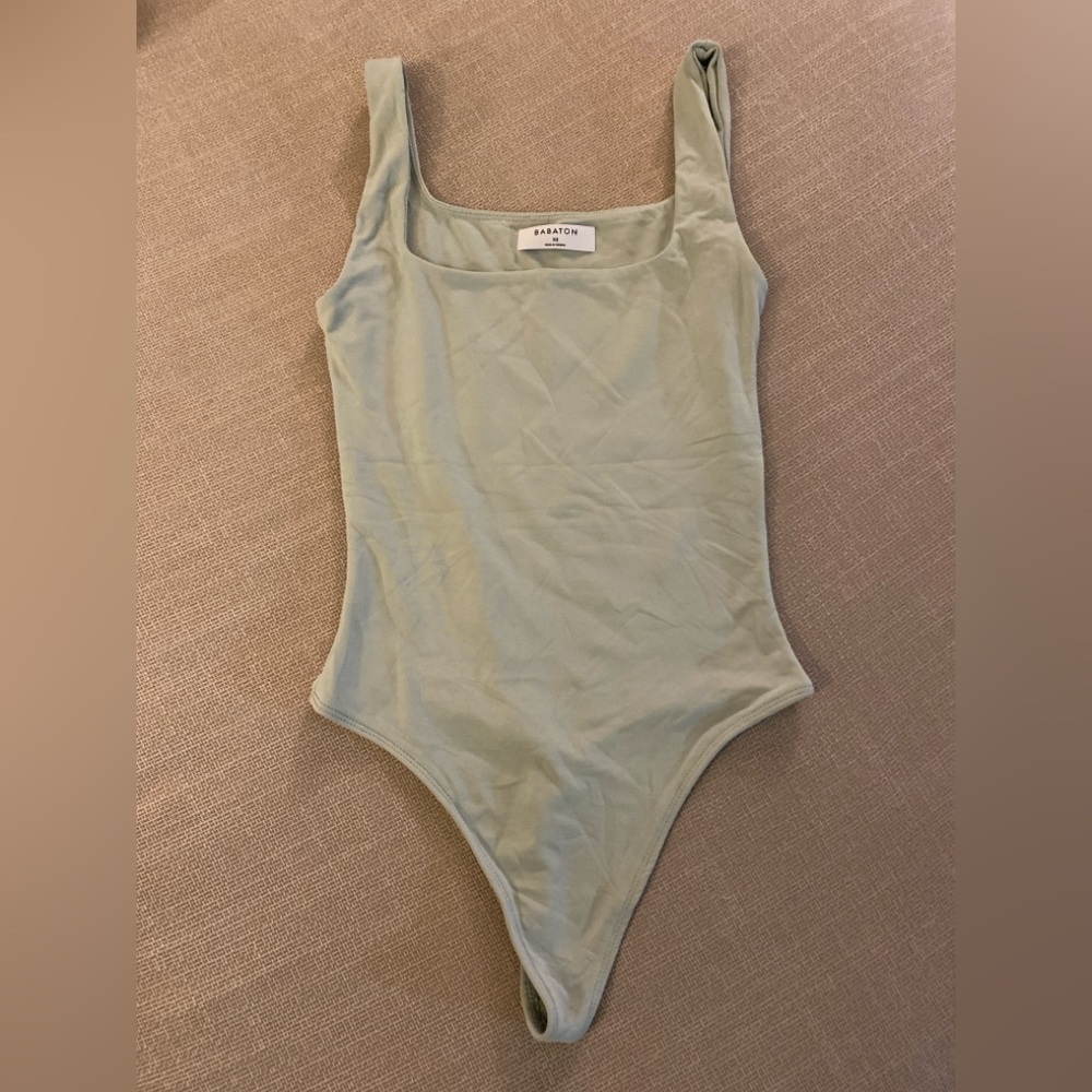 ARITZIA Silver Sage Green Contour Bodysuit